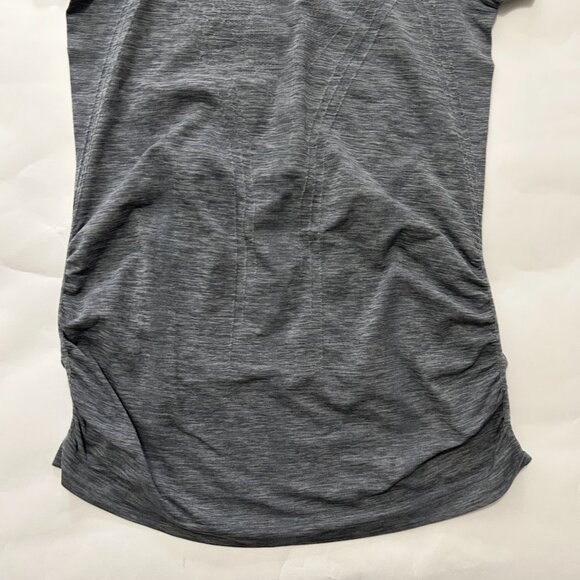 Athleta Speed Light Heathered Tee sz S Gray Ruched Sides Short Sleeve Fitted Gym - Picture 7 of 9